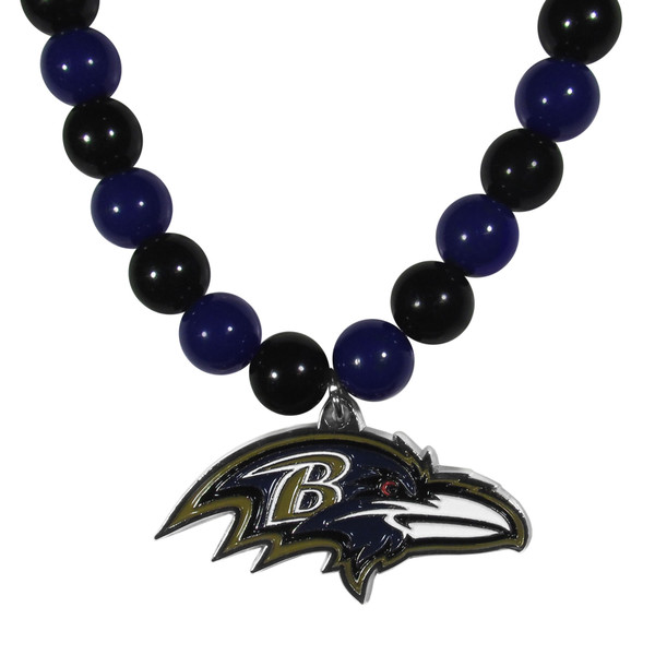 Baltimore Ravens Fan Bead Necklace