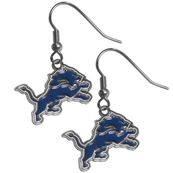 Detroit Lions Chrome Dangle Earrings