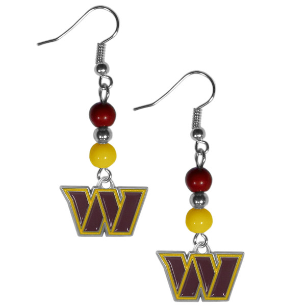 Washington Commanders Fan Bead Dangle Earrings