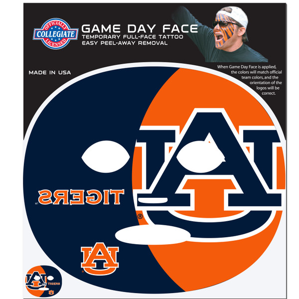 Auburn Tigers Game Face Temporary Tattoo