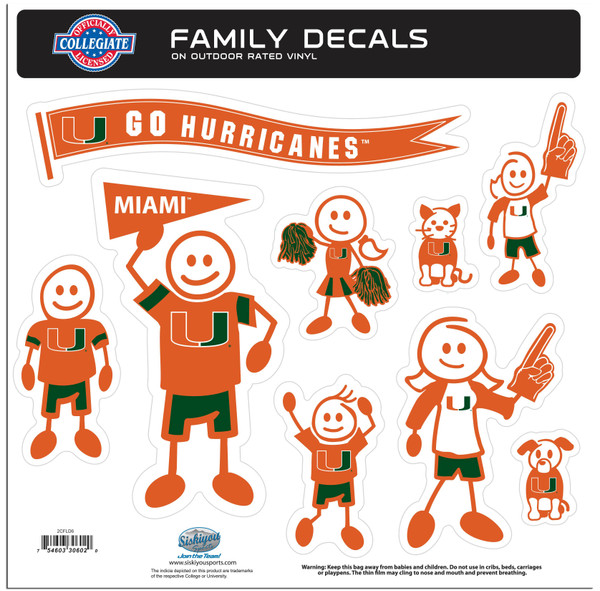 Miami Hurricanes Family Decal Set Large