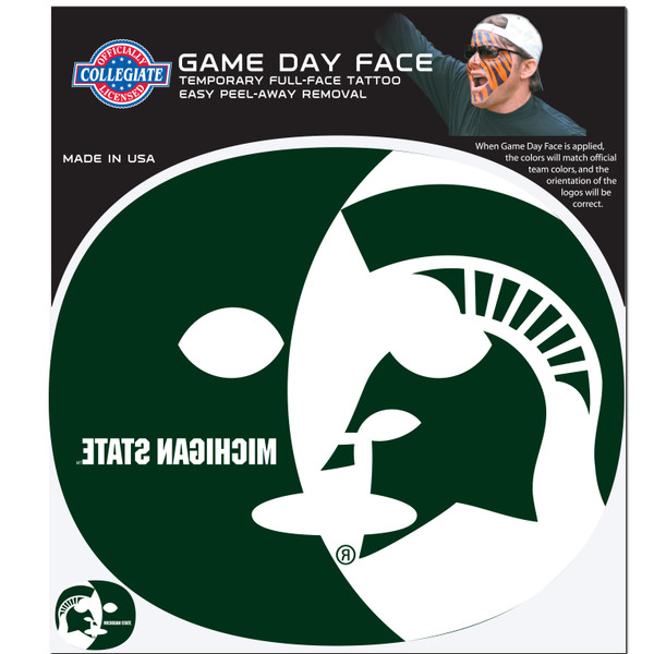 Michigan St. Spartans Game Face Temporary Tattoo