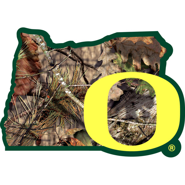 Oregon Ducks State Decal w/Mossy Oak Camo