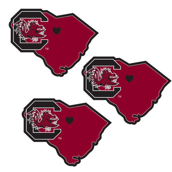 S. Carolina Gamecocks Home State Decal, 3pk