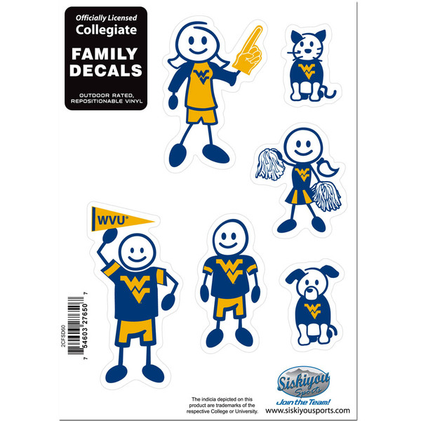 W. Virginia Mountaineers Family Decal Set Small