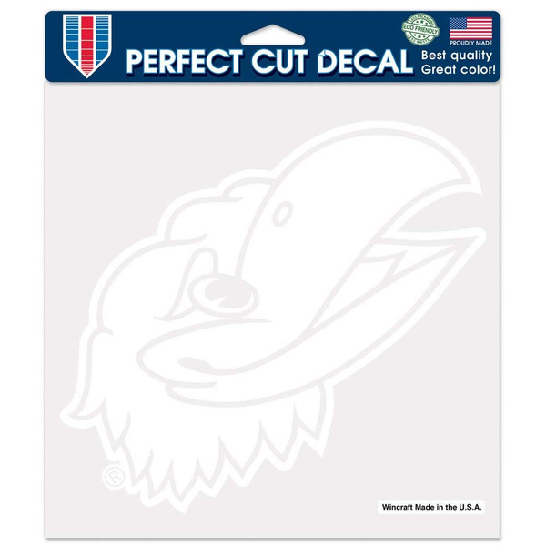 Kansas Jayhawks Decal 8x8 Perfect Cut White