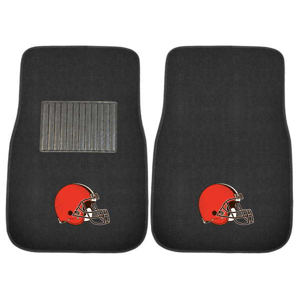 Cleveland Browns 2-pc Embroidered Car Mat Set  Helmet Primary Logo Black