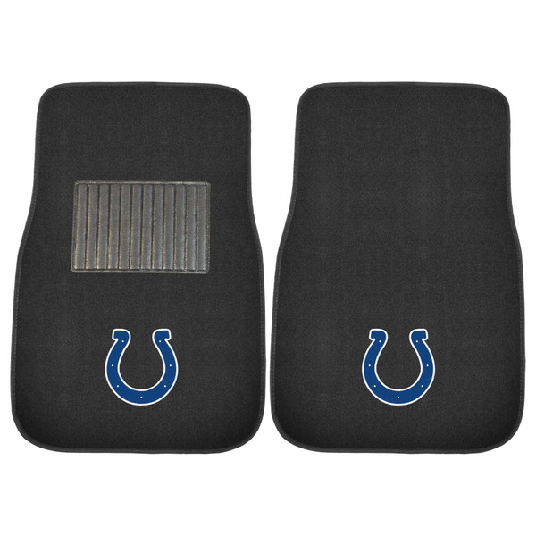 Indianapolis Colts 2-pc Embroidered Car Mat Set Horseshoe Primary Logo Black