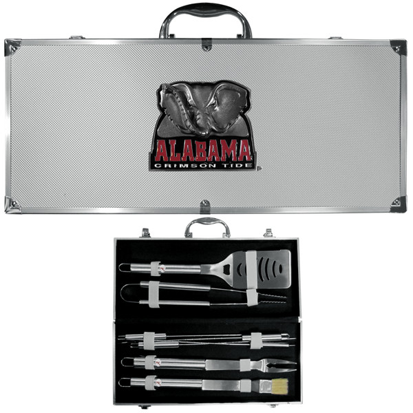 Alabama Crimson Tide 8 pc Stainless Steel BBQ Set w/Metal Case