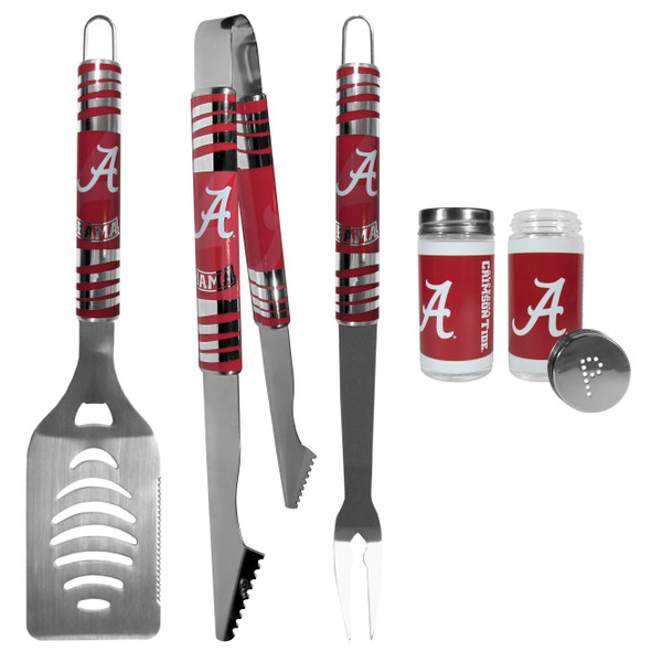 Alabama Crimson Tide 3 pc Tailgater BBQ Set and Salt and Pepper Shaker Set