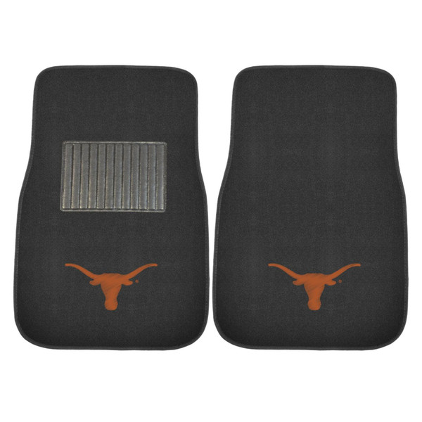 University of Texas - Texas Longhorns 2-pc Embroidered Car Mat Set Longhorn Primary Logo Black