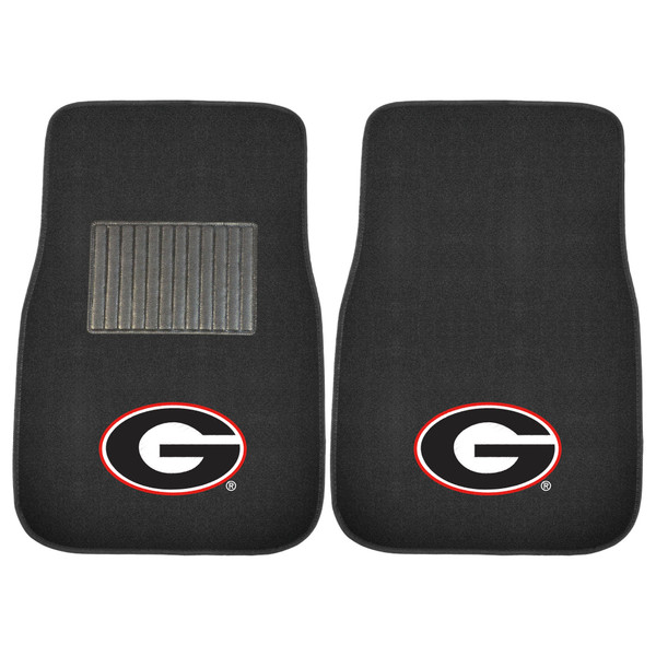 University of Georgia - Georgia Bulldogs 2-pc Embroidered Car Mat Set G Primary Logo Black