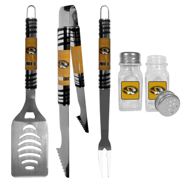 Missouri Tigers 3 pc Tailgater BBQ Set and Salt and Pepper Shakers