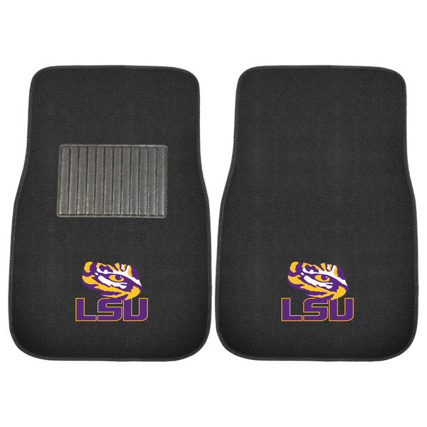 Louisiana State University - LSU Tigers 2-pc Embroidered Car Mat Set LSU Tiger Eye Secondary Logo Black