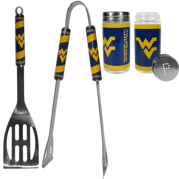 W. Virginia Mountaineers 2pc BBQ Set with Tailgate Salt & Pepper Shakers