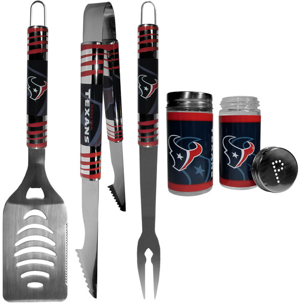 Houston Texans 3 pc Tailgater BBQ Set and Salt and Pepper Shaker Set