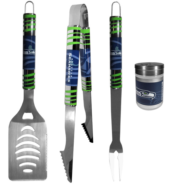 Seattle Seahawks 3 pc Tailgater BBQ Set and Season Shaker