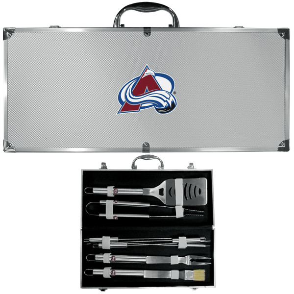 Colorado Avalanche® 8 pc Stainless Steel BBQ Set w/Metal Case