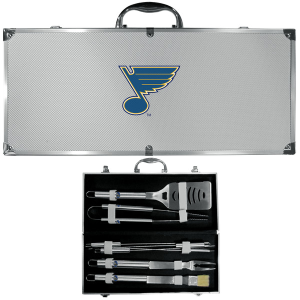 St. Louis Blues® 8 pc Stainless Steel BBQ Set w/Metal Case