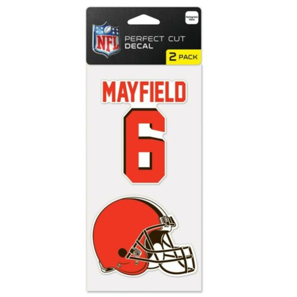 Cleveland Browns Decal 4x4 Perfect Cut Set of 2 Baker Mayfield Design