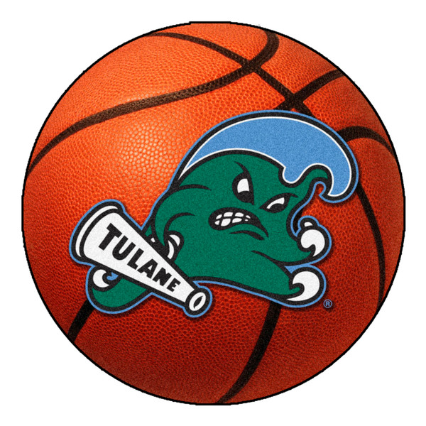Tulane University - Tulane Green Wave Basketball Mat Green Wave Primary Logo Orange