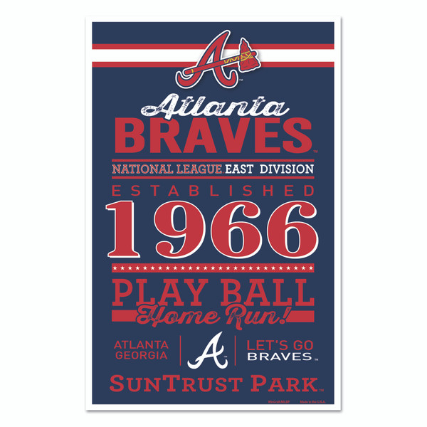 Atlanta Braves Sign 11x17 Wood Established Design