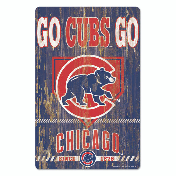 Chicago Cubs Sign 11x17 Wood Slogan Design