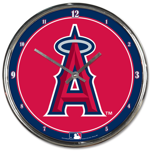 Los Angeles Angels Clock Round Wall Style Chrome