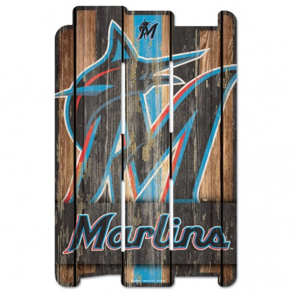 Miami Marlins Sign 11x17 Wood Fence Style