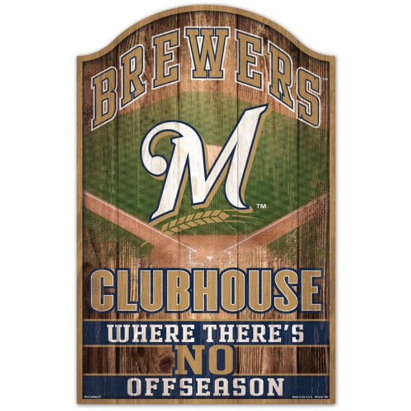 Milwaukee Brewers Sign 11x17 Wood Fan Cave Design