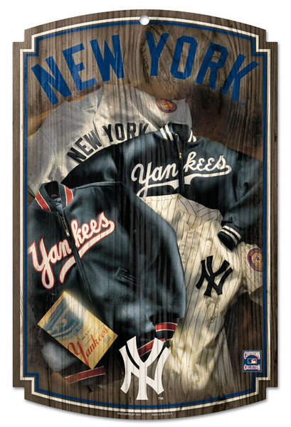 New York Yankees Sign 11x17 Wood Throwback 1952 Jersey Design