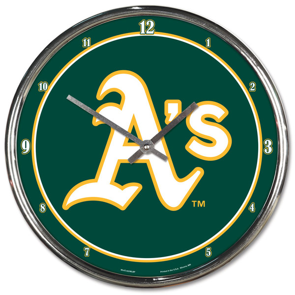 Oakland Athletics Clock Round Wall Style Chrome