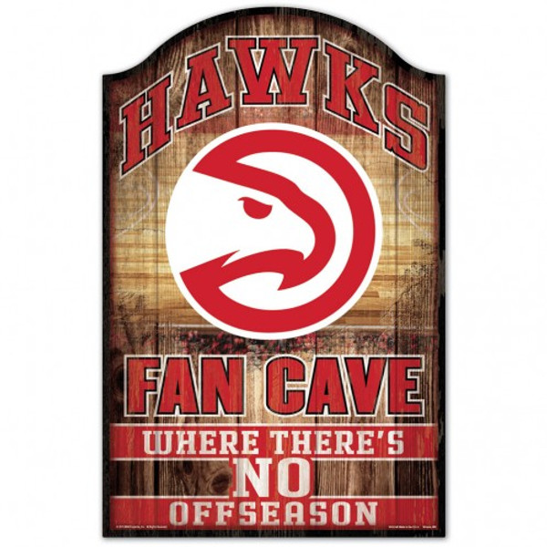 Atlanta Hawks Sign 11x17 Wood Fan Cave Design