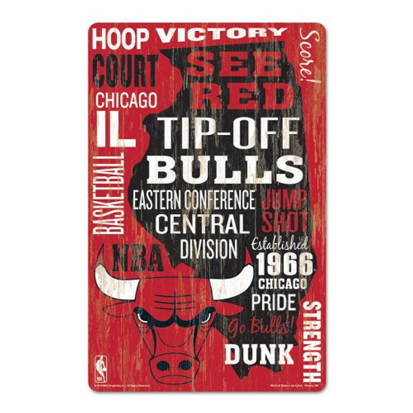 Chicago Bulls Sign 11x17 Wood Wordage Design