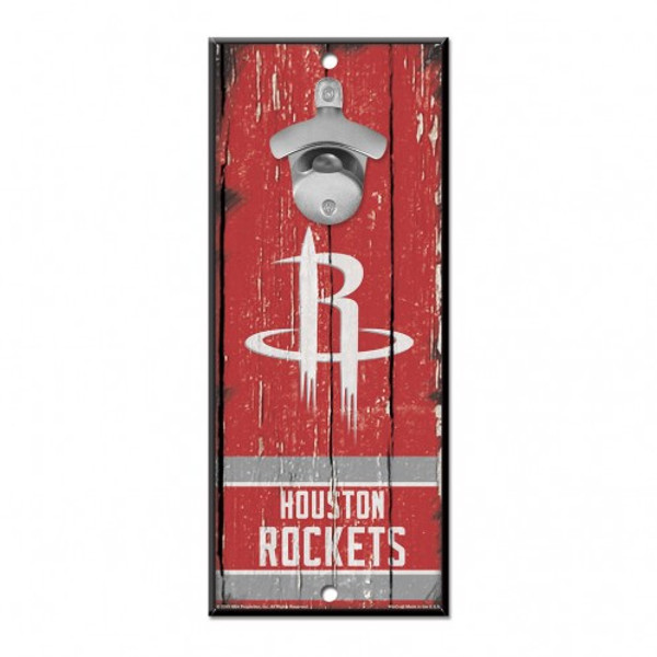 Houston Rockets Sign Wood 5x11 Bottle Opener