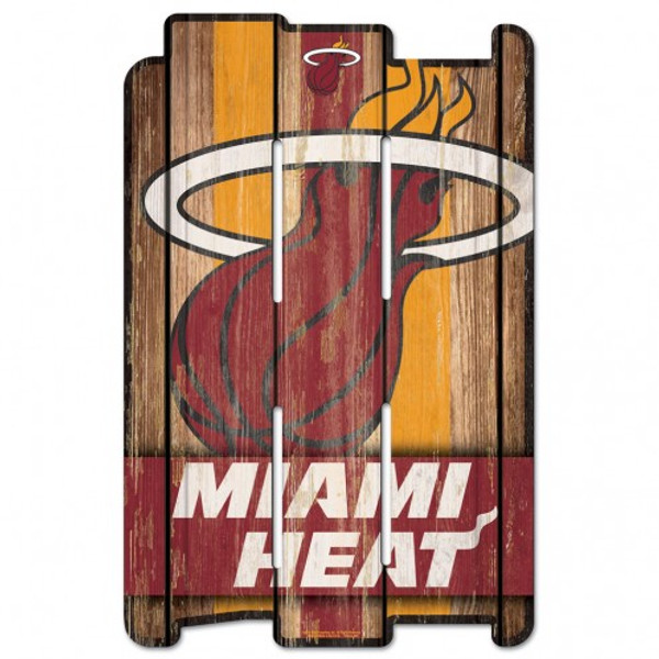 Miami Heat Sign 11x17 Wood Fence Style