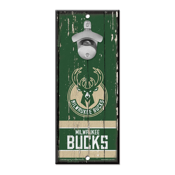 Milwaukee Bucks Sign Wood 5x11 Bottle Opener
