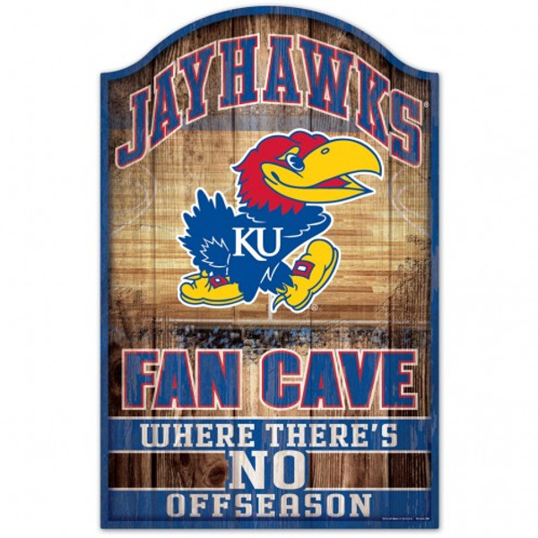 Kansas Jayhawks Sign 11x17 Wood Fan Cave Design