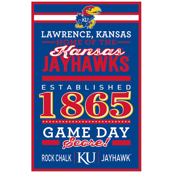 Kansas Jayhawks Sign 11x17 Wood Established Design