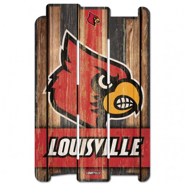 Louisville Cardinals Sign 11x17 Wood Fence Style