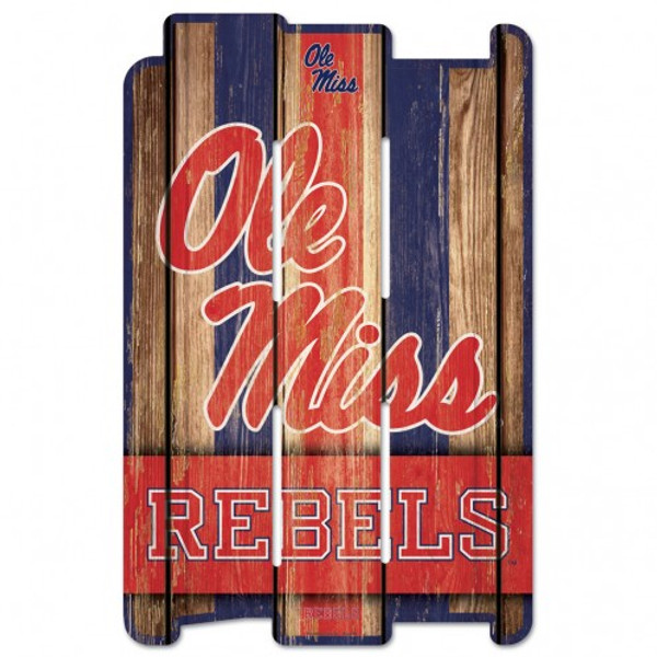 Mississippi Rebels Sign 11x17 Wood Fence Style