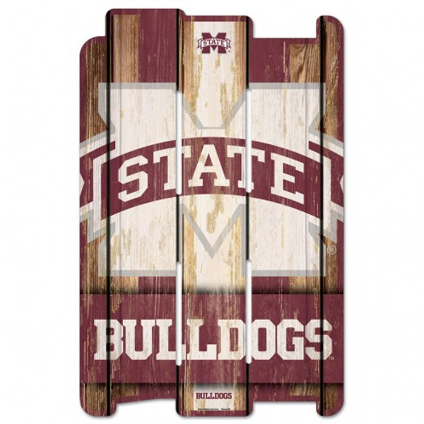 Mississippi State Bulldogs Sign 11x17 Wood Fence Style