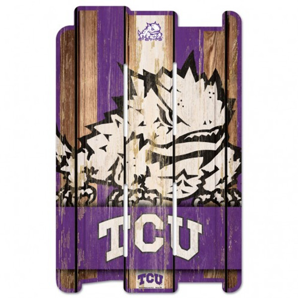 TCU Horned Frogs Sign 11x17 Wood Fence Style