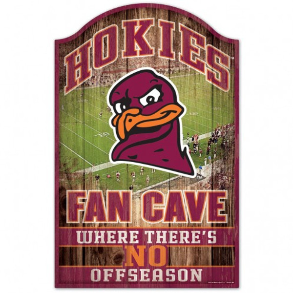Virginia Tech Hokies Sign 11x17 Wood Fan Cave Design