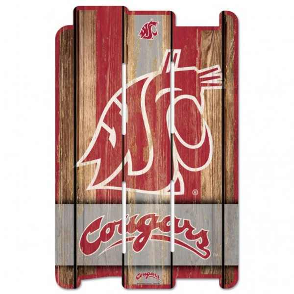 Washington State Cougars Sign 11x17 Wood Fence Style