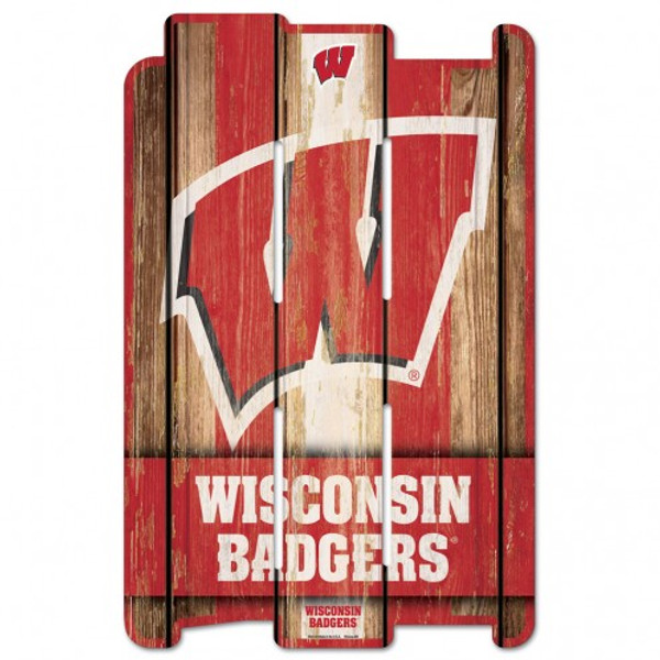 Wisconsin Badgers Sign 11x17 Wood Fence Style