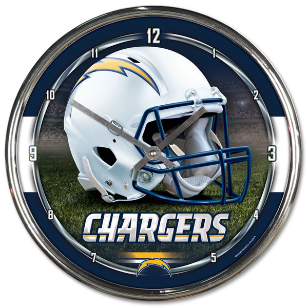 Los Angeles Chargers Clock Wall Style Round Chrome