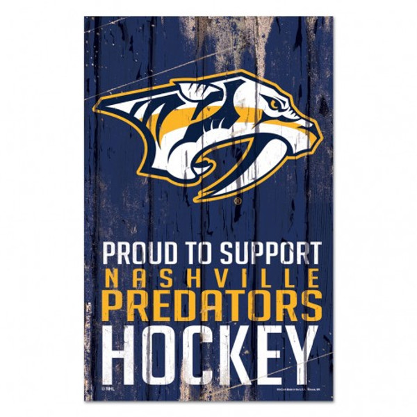 Nashville Predators Sign 11x17 Wood Proud to Support Design