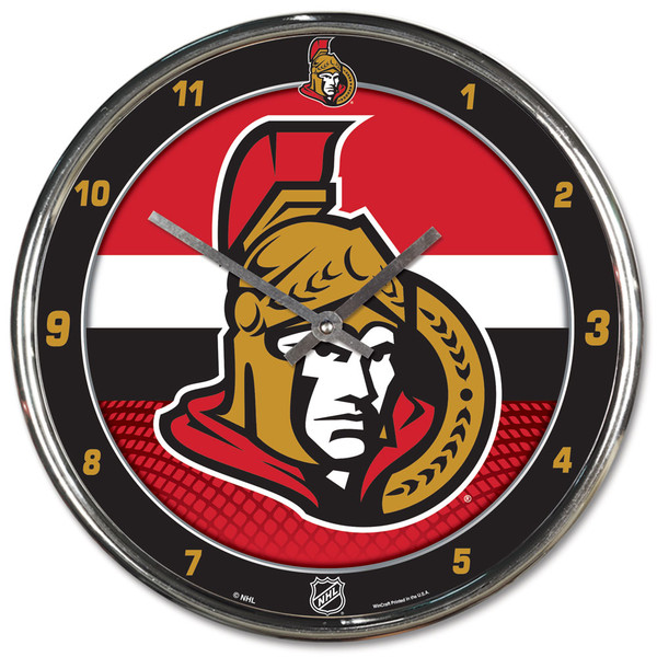 Ottawa Senators Clock Round Wall Style Chrome