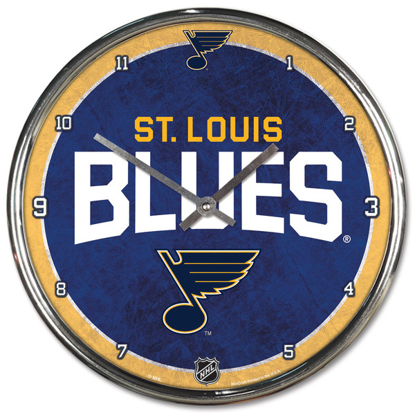 St. Louis Blues Clock Round Wall Style Chrome